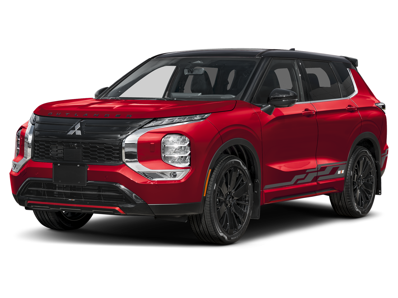 2026 Mitsubishi Outlander Ralliart in Red Diamond/Black Roof — front three-quarter view